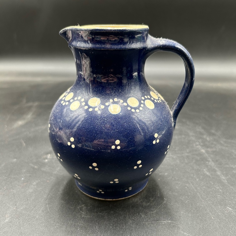Reichmann Burgel Navy Blue Polka Dot Ceramic pitcher